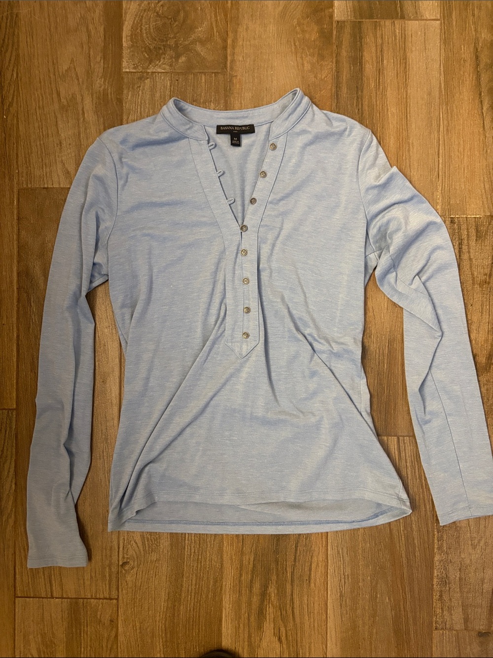 Banana Republic Light Blue Long-Sleeve Henley Top